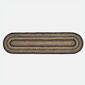 Black Forest Braided Collection Primitive Farmhouse Jute Cotton Accent Rug